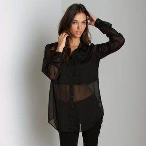 Free People Sheer Panel Shirt